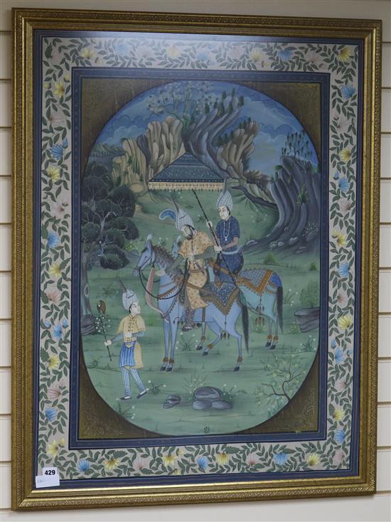 Persian School, gouache, Akbar on the road to Eatepour Sikri, 96 x 73cm